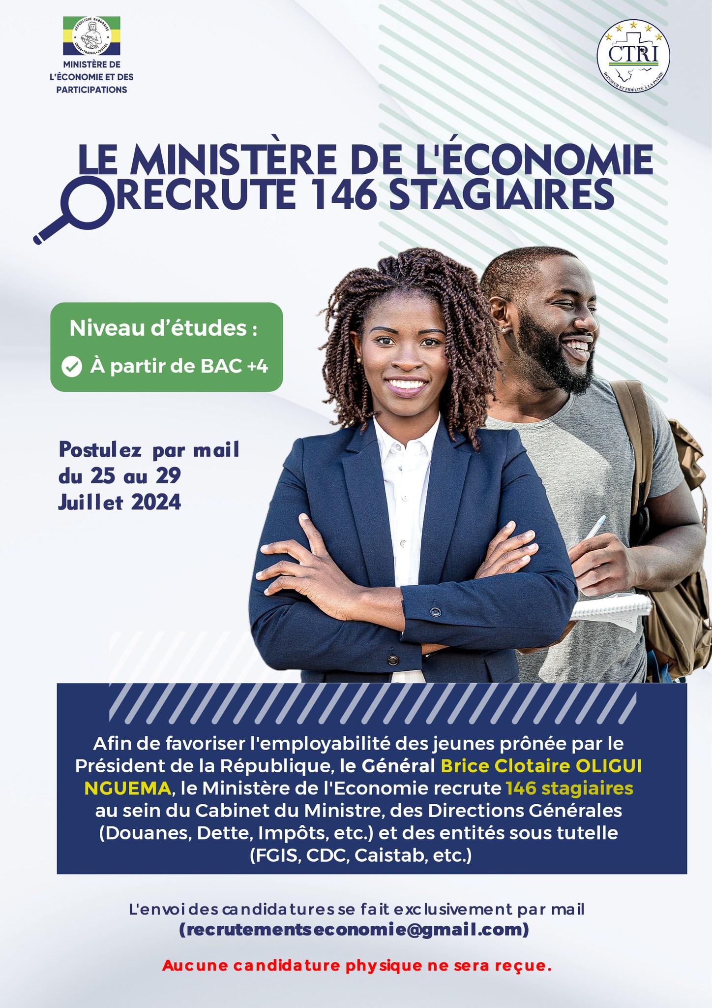 𝐋𝐞 𝐌𝐢𝐧𝐢𝐬𝐭𝐞̀𝐫𝐞 𝐝𝐞 𝐥’𝐄́𝐜𝐨𝐧𝐨𝐦𝐢𝐞 𝐞𝐭 𝐝𝐞𝐬 𝐏𝐚𝐫𝐭𝐢𝐜𝐢𝐩𝐚𝐭𝐢𝐨𝐧𝐬 𝐫𝐞𝐜𝐫𝐮𝐭𝐞 𝟏𝟒𝟔 𝐬𝐭𝐚𝐠𝐢𝐚𝐢𝐫𝐞𝐬