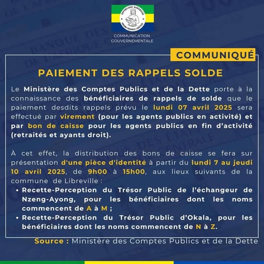 Paiement de la 2e tranche des rappels solde