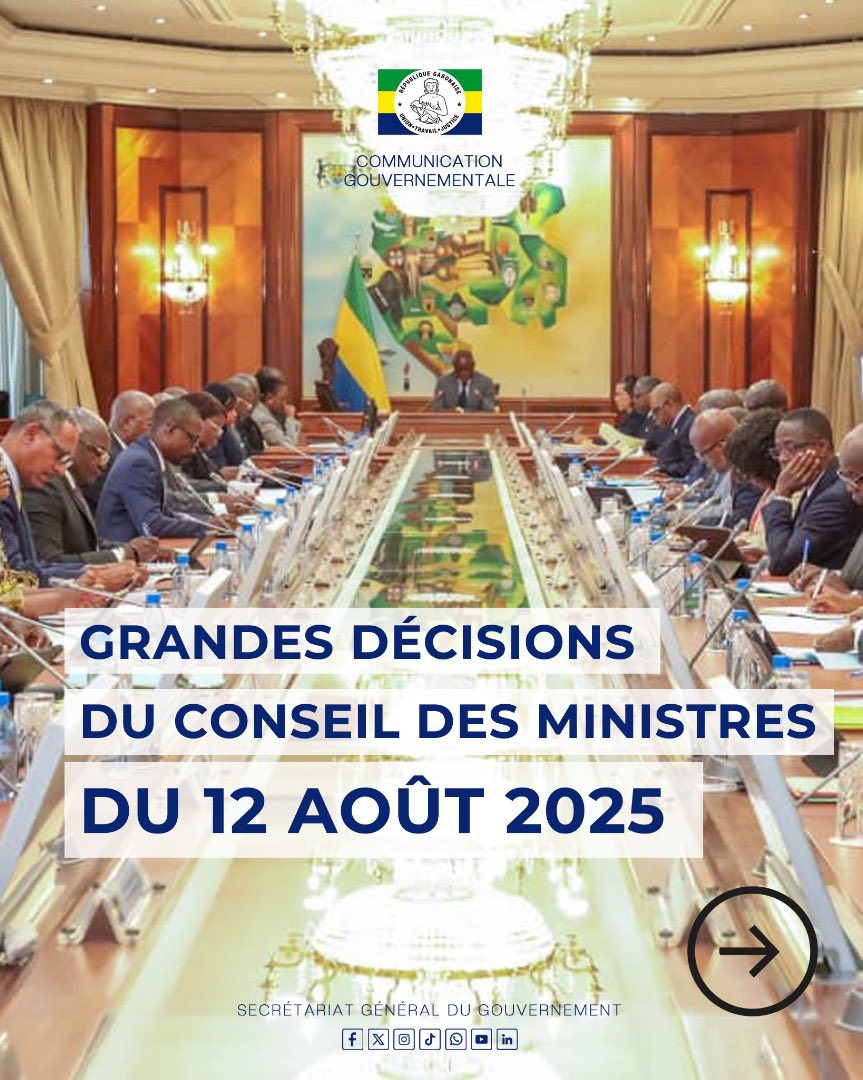 Retrouvez toutes les décisions importantes prises lors du Conseil des Ministres du mardi 12 août 2025.